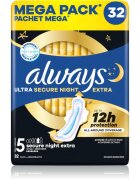 Always Ultra Secure Night Extra Size 5 vložky na noc 32 ks