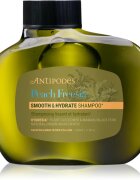 Antipodes Peach Freesia Smooth & Hydrate hydratační šampon pro uhlazení a výživu suchých a nepoddajných vlasů 340 ml