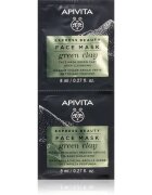 Apivita Express Beauty Cleansing Face Mask Green Clay čisticí a vyhlazující pleťová maska se zeleným jílem 2x8 ml