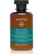 Apivita Oily Hair Oil Balance Shampoo hloubkově čisticí šampon pro mastnou pokožku hlavy pro posílení a lesk vlasů 250 ml
