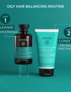 Apivita Oily Hair Oil Balance Shampoo hloubkově čisticí šampon pro mastnou pokožku hlavy pro posílení a lesk vlasů 250 ml