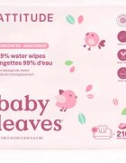 Attitude Baby Leaves Water Wipes vlhčené ubrousky bez vůně 3x72 ks