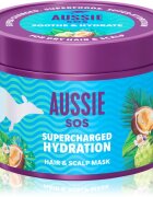 Aussie SOS Supercharged Hydration uklidňující hydratační maska na vlasy a vlasovou pokožku 500 ml