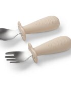 BabyOno Be Active Stainless Steel Spoon and Fork příbor pro děti Beige 12m+ 2 ks