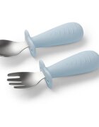 BabyOno Be Active Stainless Steel Spoon and Fork příbor pro děti Blue 12m+ 2 ks