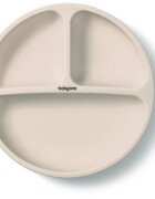 BabyOno Siilicone Plate 6m+ dělený talíř s přísavkou Beige 1 ks