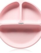 BabyOno Siilicone Plate 6m+ dělený talíř s přísavkou Pink 1 ks