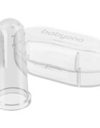 BabyOno Take Care First Toothbrush dětský zubní kartáček na prst s pouzdrem Transparent 1 ks