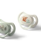 BabyOno Take Care Symmetrical Silicone Soothers dudlík Day & Night 6-18m+ 2 ks