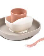 Beaba 4-Piece Silicone Dinner Set jídelní sada Terracotta / Gazelle 4m+ 4 ks