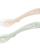 Beaba Silicone Spoon Set lžička Clay / Misty green 8m+ 2 ks