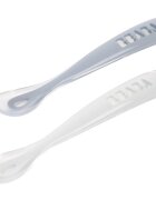Beaba Silicone Spoon Set lžička s pouzdrem Pebble / Cloud Blue 2 ks