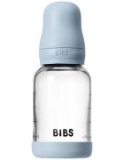 BIBS Baby Glass Bottle Silicone antikoliková láhev se silikonovým pítkem Baby Blue 1 ks