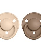 BIBS De Lux Natural Rubber Size 2: 6+ months dudlík Vanilla / Dark Oak 2 ks