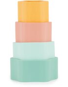 Bieco Silicone Stacking Tower Flower aktivity hračka 12 m+ Tropical Vibes 4 ks