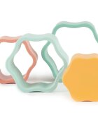 Bieco Silicone Stacking Tower Flower aktivity hračka 12 m+ Tropical Vibes 4 ks
