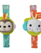Bright Starts Wrist Pals Toy chrastítko na ruku s kousátkem Monkey & Elephant 0 m+ 2 ks