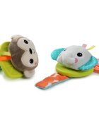 Bright Starts Wrist Pals Toy chrastítko na ruku s kousátkem Monkey & Elephant 0 m+ 2 ks