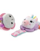Bright Starts Wrist Pals Toy chrastítko na ruku s kousátkem Unicorn & Llama 0 m+ 2 ks