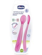Chicco Soft Silicone lžička 6m+ Pink 2 ks