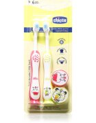 Chicco Toothbrush Set 3-6 y+ zubní kartáček pro děti s přísavkou Hippo-Panda