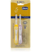 Chicco Toothbrush Set 6-36m zubní kartáček pro děti Lilac-Mustard 6-36m 2 ks