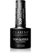 Claresa UV/LED Top Glitter No Wipe gelový vrchní lak na nehty třpytivý odstín Glitter Silver 5 g