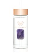 Crystallove Amethyst Straw Water Bottle skleněná láhev na vodu s brčkem 1 ks
