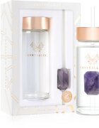 Crystallove Amethyst Straw Water Bottle skleněná láhev na vodu s brčkem 1 ks