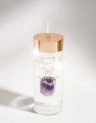 Crystallove Amethyst Straw Water Bottle skleněná láhev na vodu s brčkem 1 ks