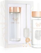 Crystallove Amethyst Straw Water Bottle skleněná láhev na vodu s brčkem Clear 1 ks