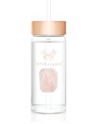 Crystallove Amethyst Straw Water Bottle skleněná láhev na vodu s brčkem Rose 1 ks