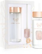 Crystallove Amethyst Straw Water Bottle skleněná láhev na vodu s brčkem Rose 1 ks
