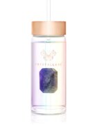 Crystallove Clear Quartz Straw Water Bottle skleněná láhev na vodu s brčkem Hologram - Amethyst 400 ml