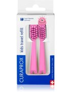 Curaprox Kids Travel refill náhradní hlavice na zubní kartáček Pink 2 ks