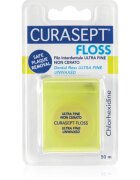 Curasept Dental Floss Ultra Fine Unwaxed nevoskovaná dentální nit s antibakteriální přísadou 50 m