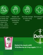 Dettol Energise Liquid Hand Wash Wild Berries & Crisp Apple náplň do bezdotykového dávkovače mýdla 250 ml