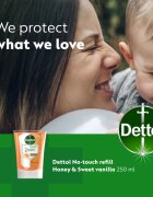 Dettol Soft on Skin Kids No-Touch Refill náplň do bezdotykového dávkovače mýdla Honey & Vanilla 250 ml