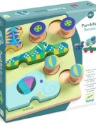 DJECO Puzzle & Push Along Toy Animal Toy Cars aktivity vkládačka 18m+ 12 ks