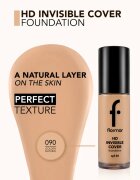 flormar HD Invisible Cover Foundation lehký make-up s rozjasňujícím účinkem SPF 30 odstín 090 Golden Natural 30 ml