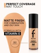 flormar Perfect Coverage Mat Touch Foundation matující make-up pro smíšenou až mastnou pokožku odstín 303 Classic Beige 30 ml