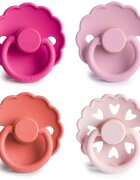 FRIGG Round Latex Rosy Romance dudlík Size 1 4 ks