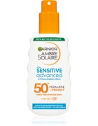 Garnier Ambre Solaire Sensitive Advanced ochranné opalovací mléko ve spreji SPF 50+ pro citlivou pokožku 150 ml