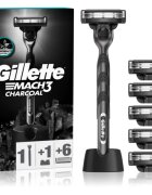Gillette Mach3 Charcoal holicí strojek se stojánkem + náhradní břity 6 ks