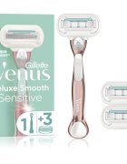 Gillette Venus Deluxe Smooth Sensitive holicí strojek + náhradní břity RoseGold 3 ks