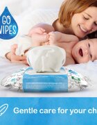 GoWipes Baby 100% Cotton Biodegradable dětské jemné vlhčené ubrousky pro citlivou pokožku 0+ 50 ks