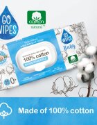 GoWipes Baby 100% Cotton Biodegradable dětské jemné vlhčené ubrousky pro citlivou pokožku 0+ 50 ks