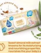 GoWipes Cleanse & Cream Sweet Almond Milk dětské jemné vlhčené ubrousky pro citlivou pokožku aloe vera 0+ 50 ks