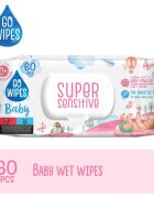 GoWipes Super Sensitive vlhčené čisticí ubrousky pro děti pro citlivou pokožku 0+ 60 ks