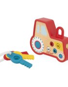 Janod Sound and Light Tractor Keychain aktivity hračka ze dřeva 18m+ 1 ks